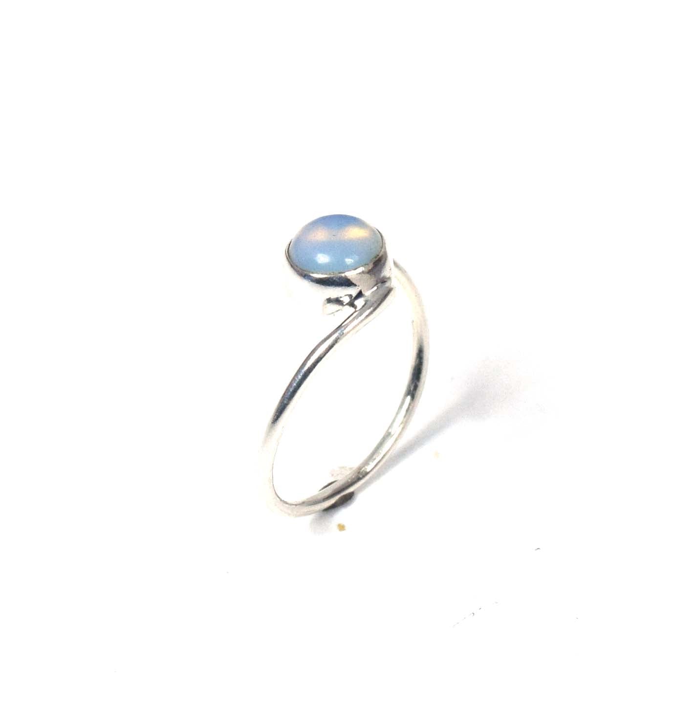 925 Solid Sterling Silver Milky Opalite Ring-9 us