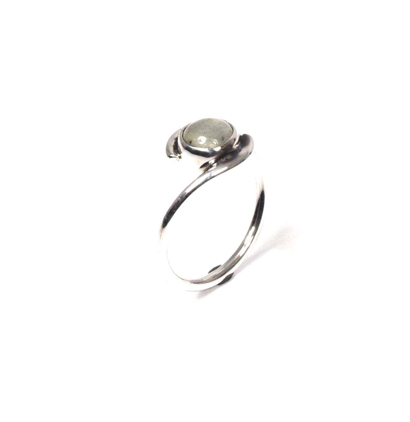 925 Solid Sterling Silver Green Prehnite Ring-6 us