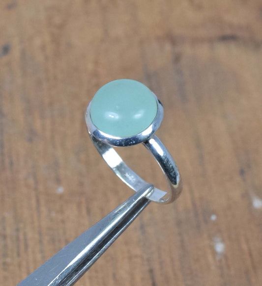 925 Solid Sterling Silver Aqua Chalcedony Ring-9 us