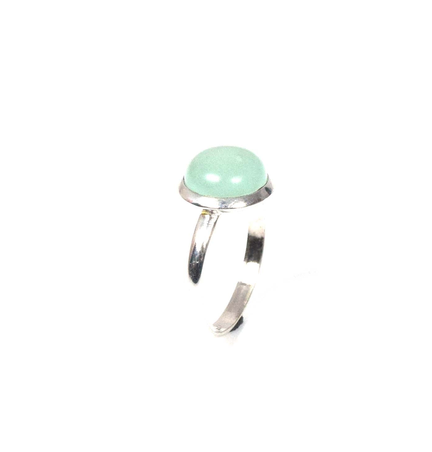 925 Solid Sterling Silver Aqua Chalcedony Ring-9 us