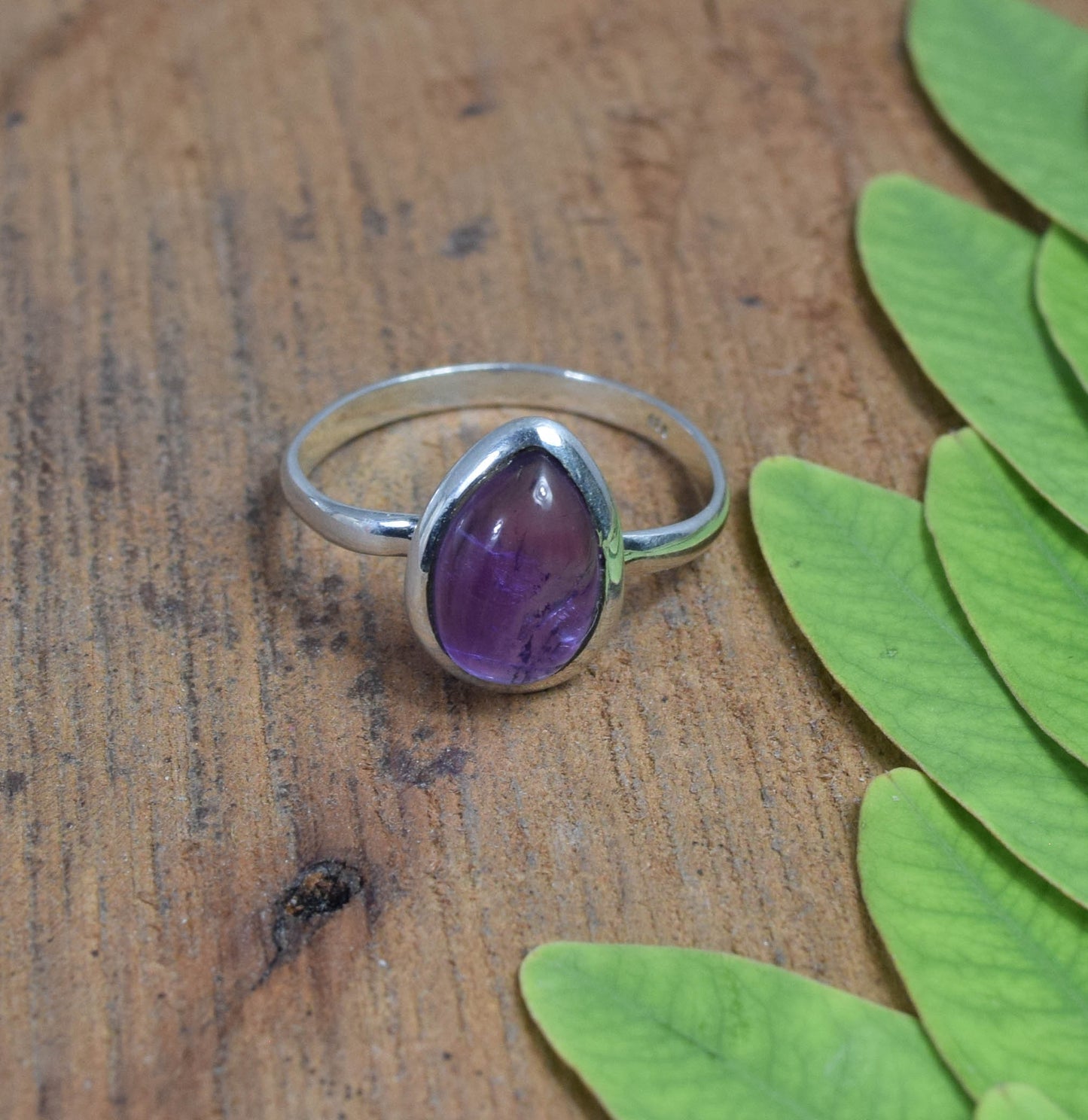 925 Solid Sterling Silver Purple Amethyst Ring-8 us