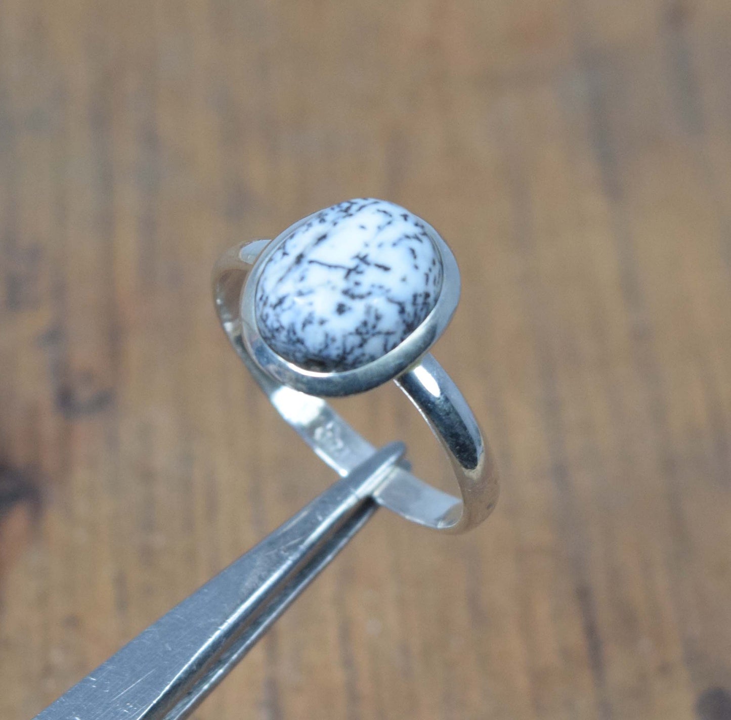 925 Solid Sterling Silver Dendrite Opal Ring-6 us