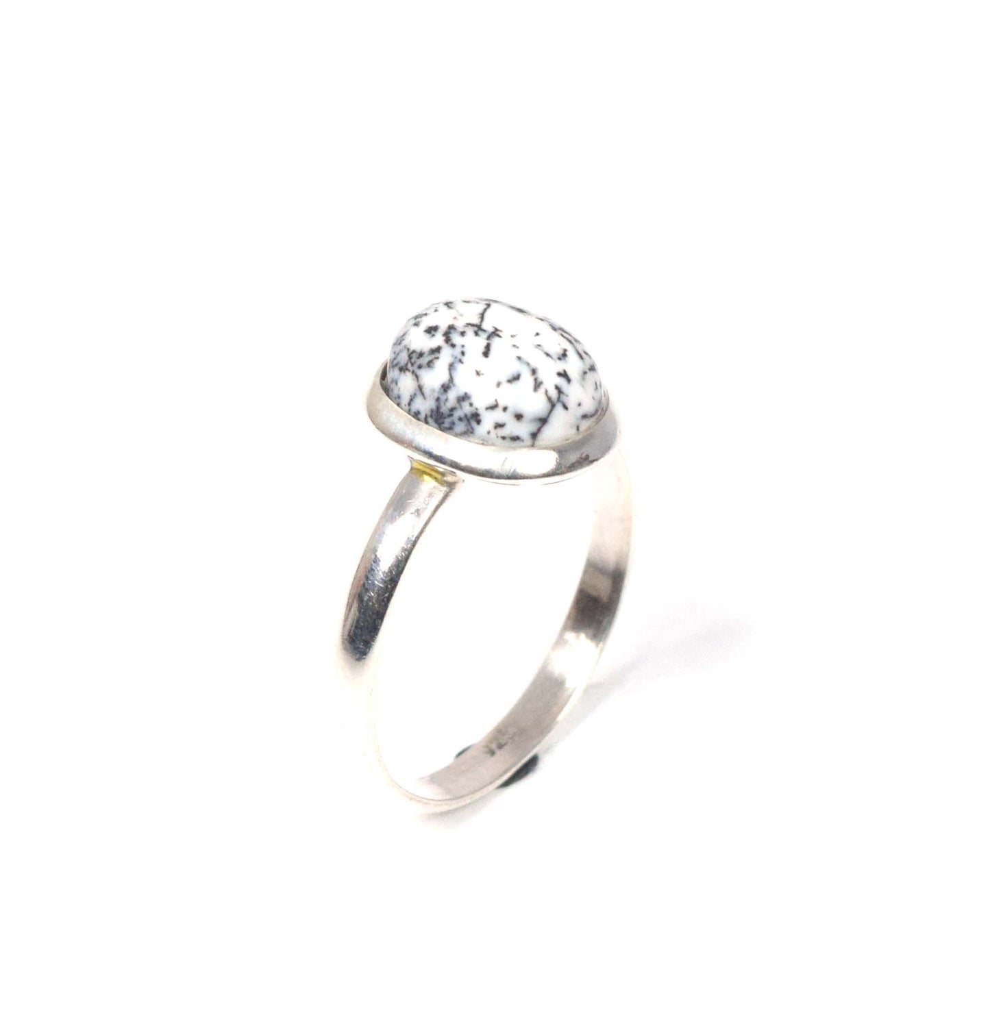 925 Solid Sterling Silver Dendrite Opal Ring-6 us