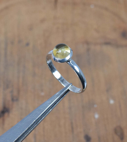925 Solid Sterling Silver Lab Yellow Amber Ring-8 us