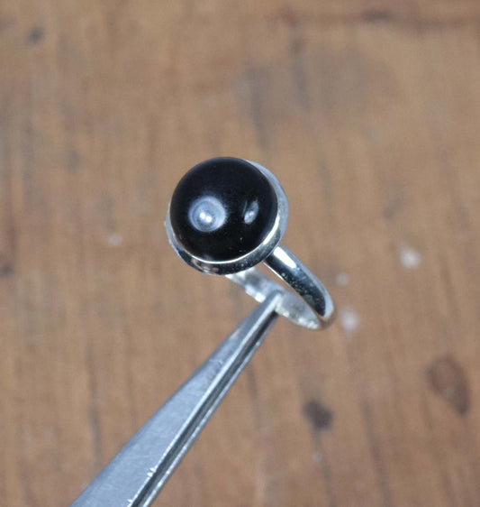 925 Solid Sterling Silver Black Onyx Ring-7 us