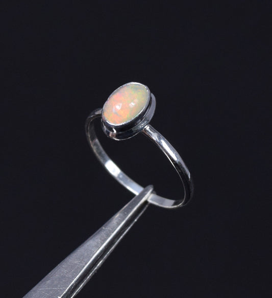 925 Solid Sterling Silver Ethiopian Opal Ring -7 US
