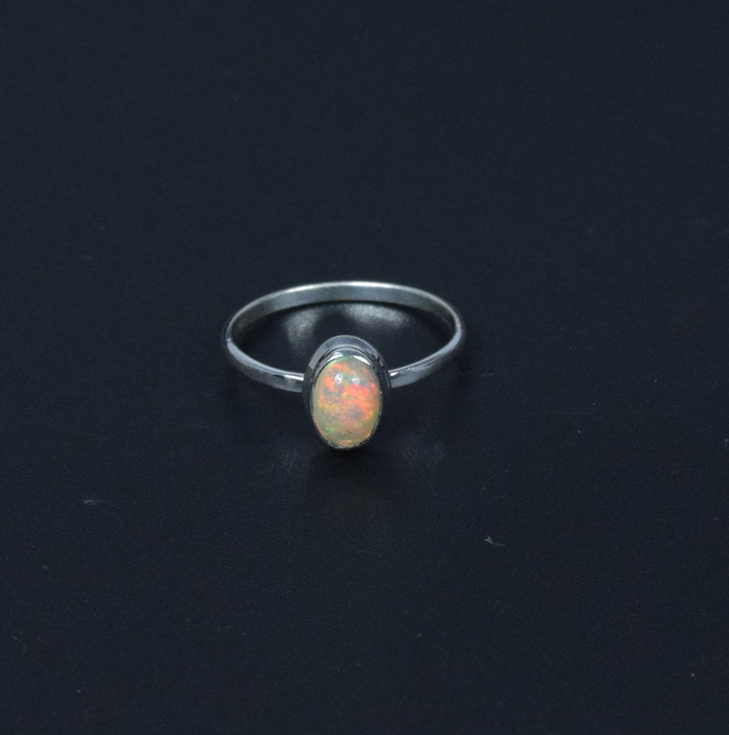 925 Solid Sterling Silver Ethiopian Opal Ring -6 US