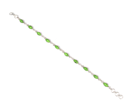925 Solid Sterling Silver Green Turquoise HANDMADE BRACELET-8 Inch