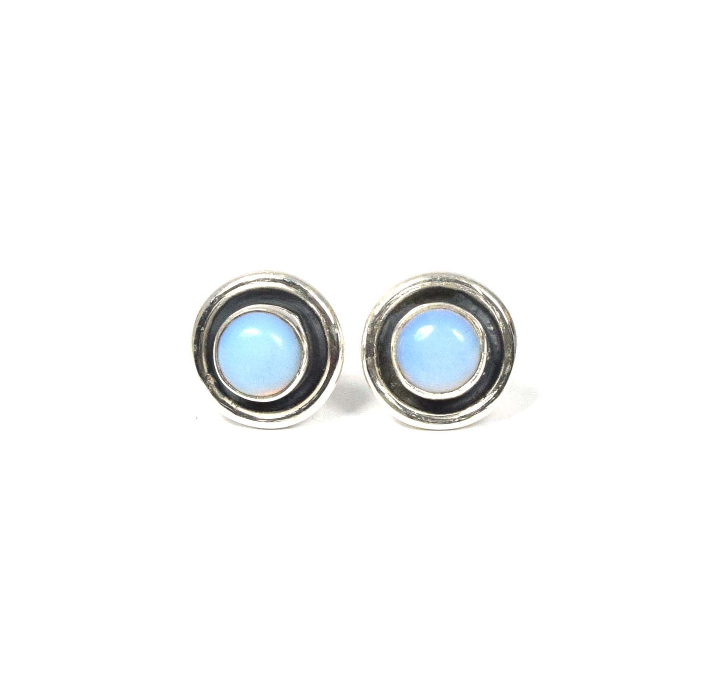 925 Solid Sterling Silver Milky Opalite Stud