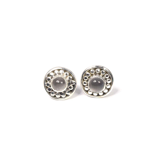 925 Solid Sterling Silver Pink Rose Quartz Stud