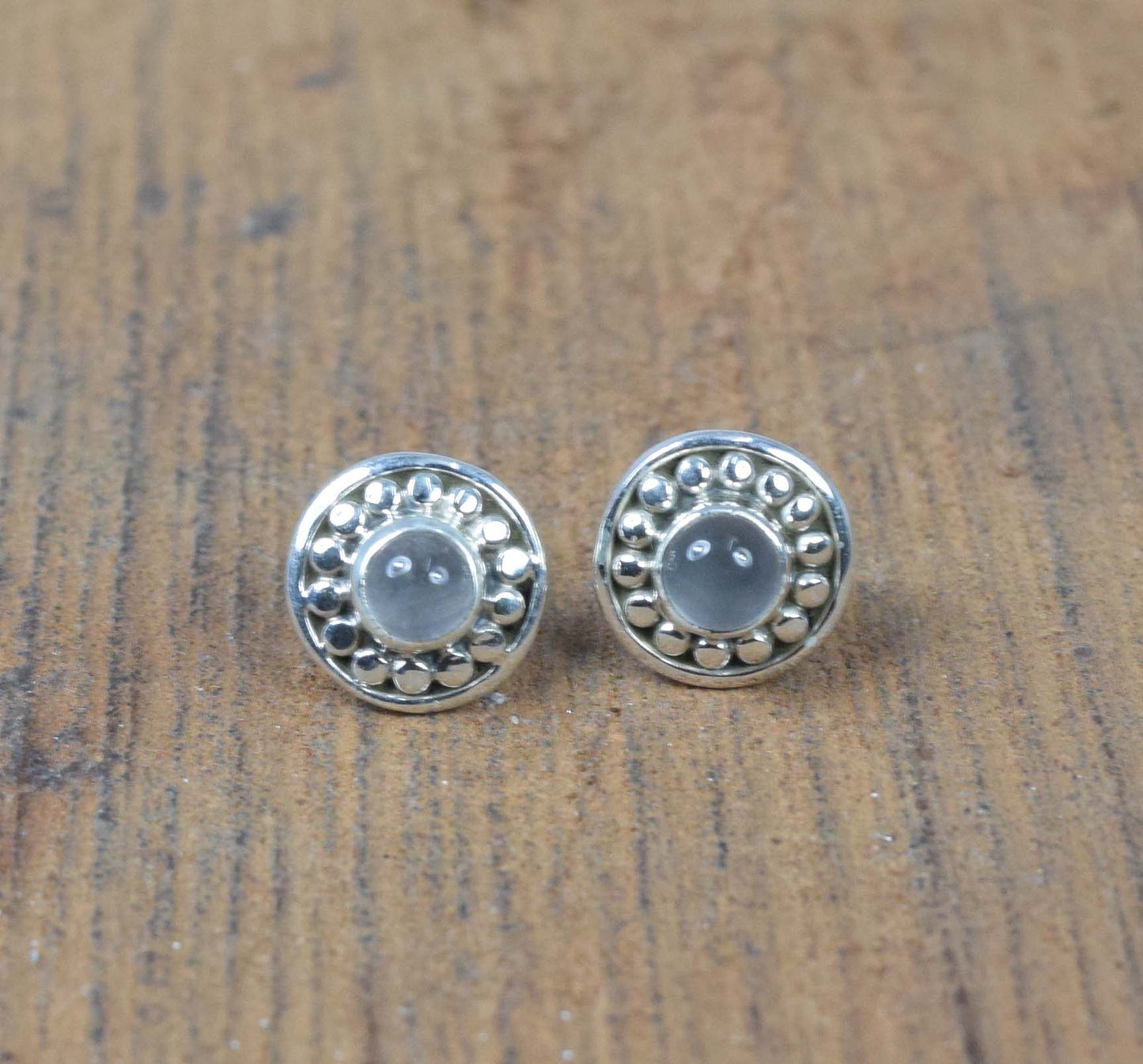 925 Solid Sterling Silver Pink Rose Quartz Stud