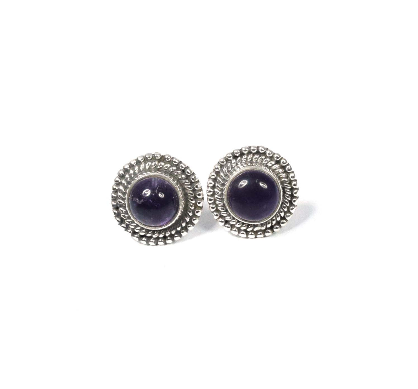925 Solid Sterling Silver Purple Amethyst Stud