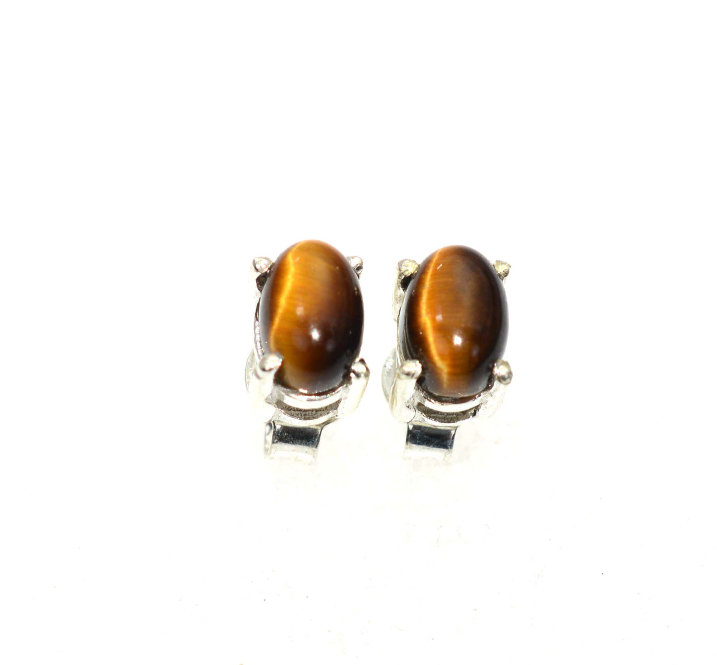 925 SOLID STERLING SILVER TIGER EYE STUD EARRING
