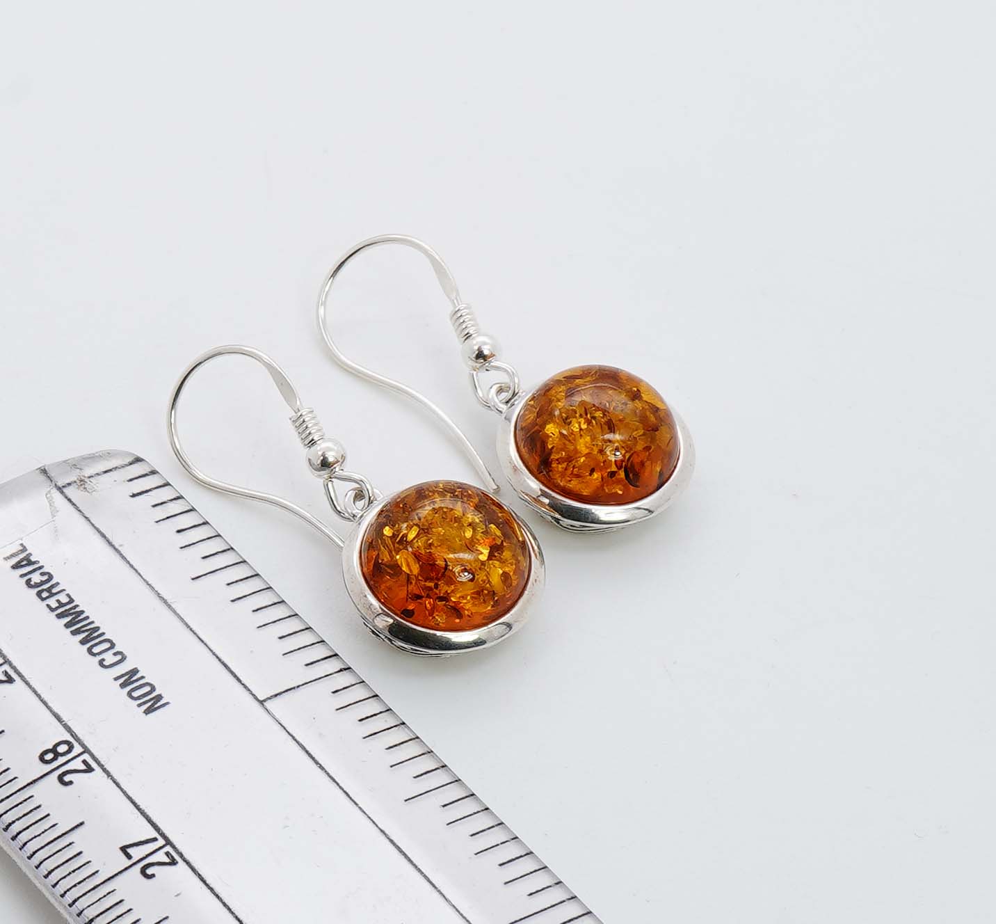 925 Solid Sterling Silver Natural Baltic Amber Hook Earring - 5 Grams