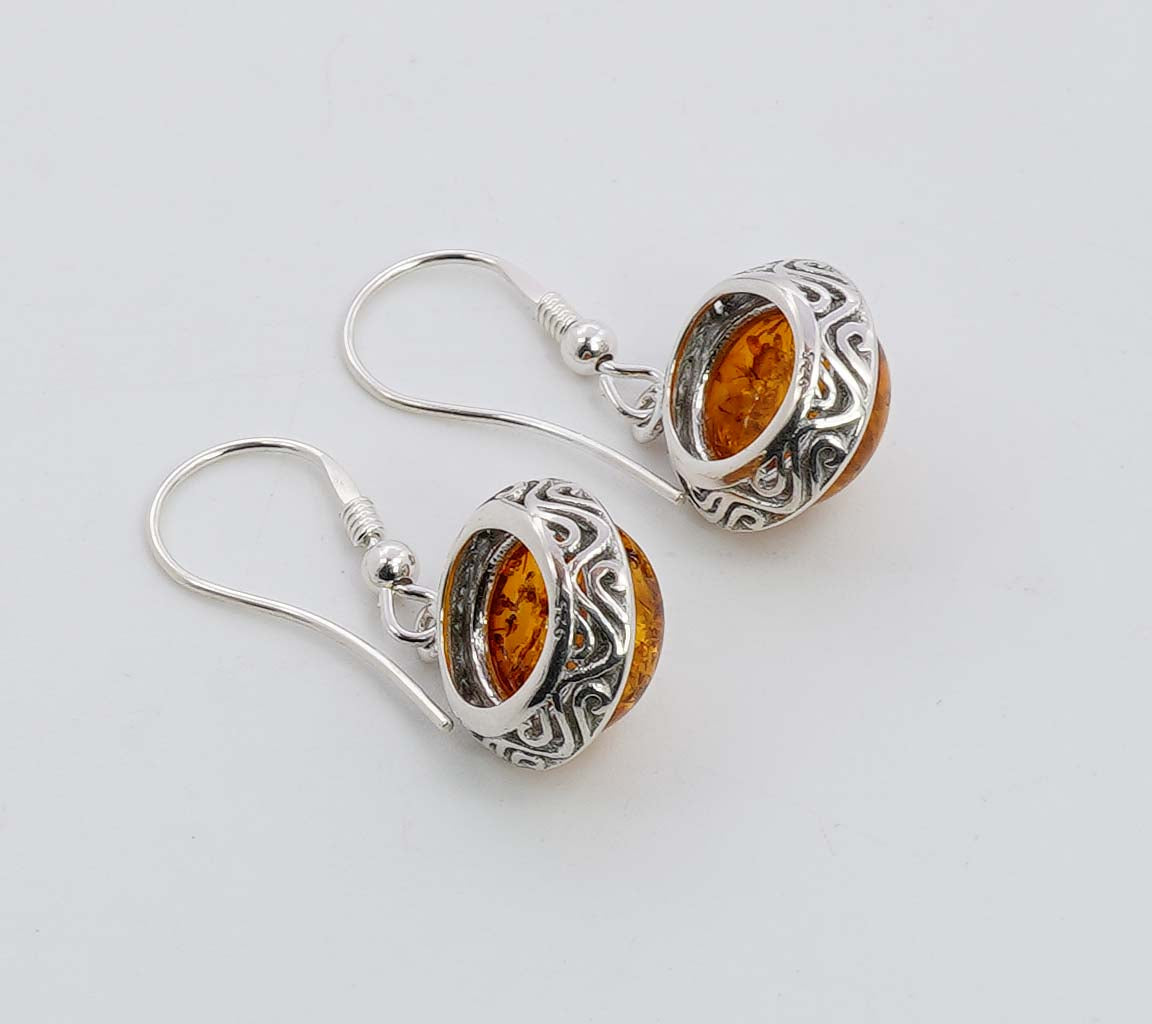 925 Solid Sterling Silver Natural Baltic Amber Hook Earring - 5 Grams