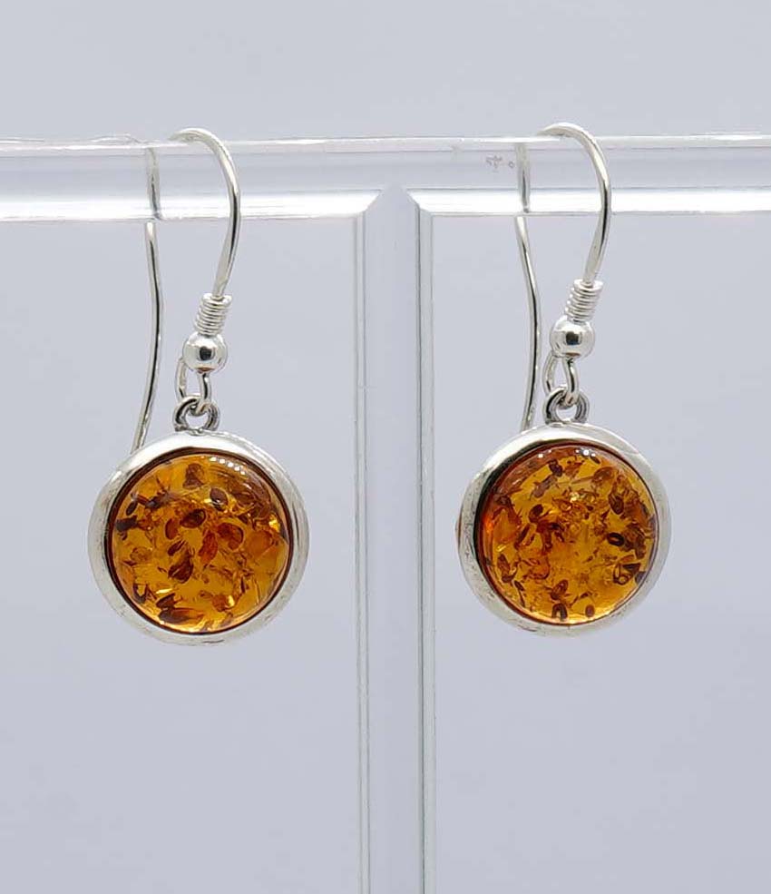 925 Solid Sterling Silver Natural Baltic Amber Hook Earring - 5 Grams