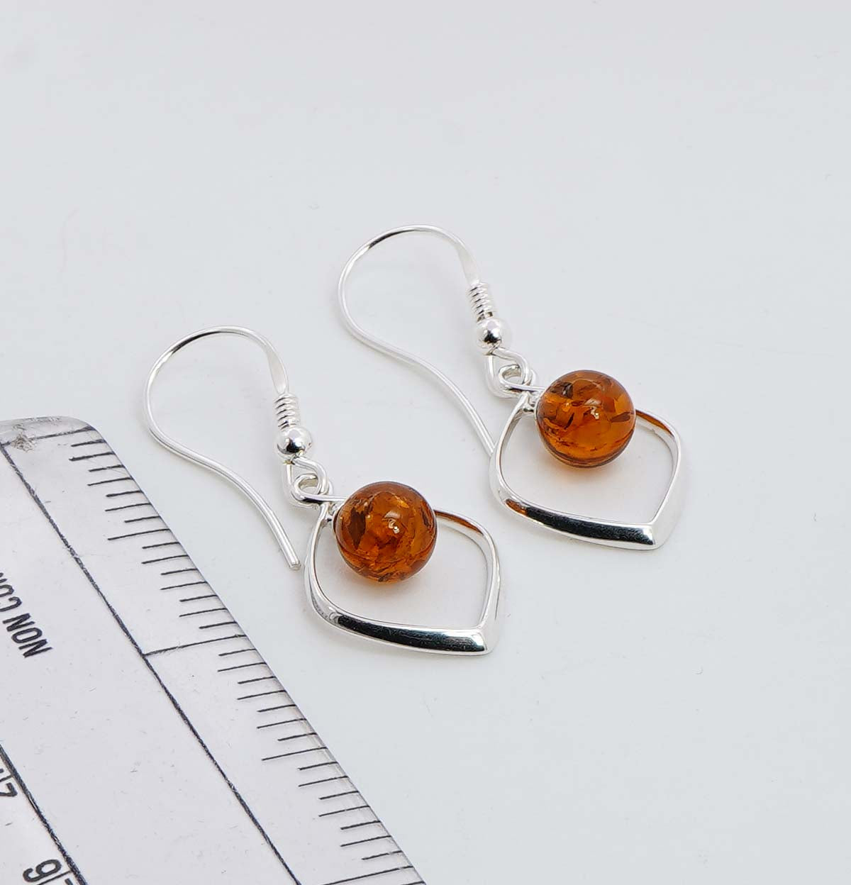 925 Solid Sterling Silver Natural Baltic Amber Hook Earring - 3 Grams