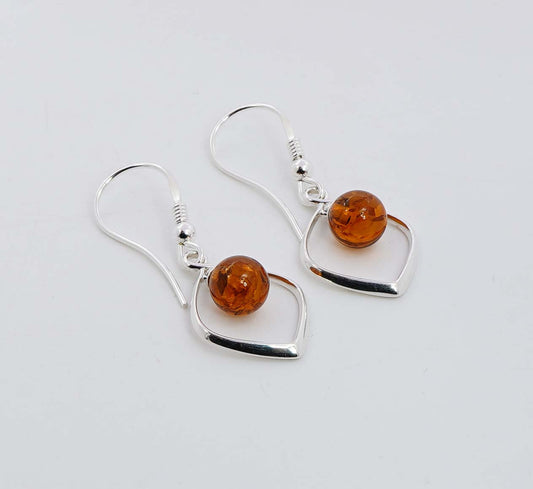 925 Solid Sterling Silver Natural Baltic Amber Hook Earring - 3 Grams