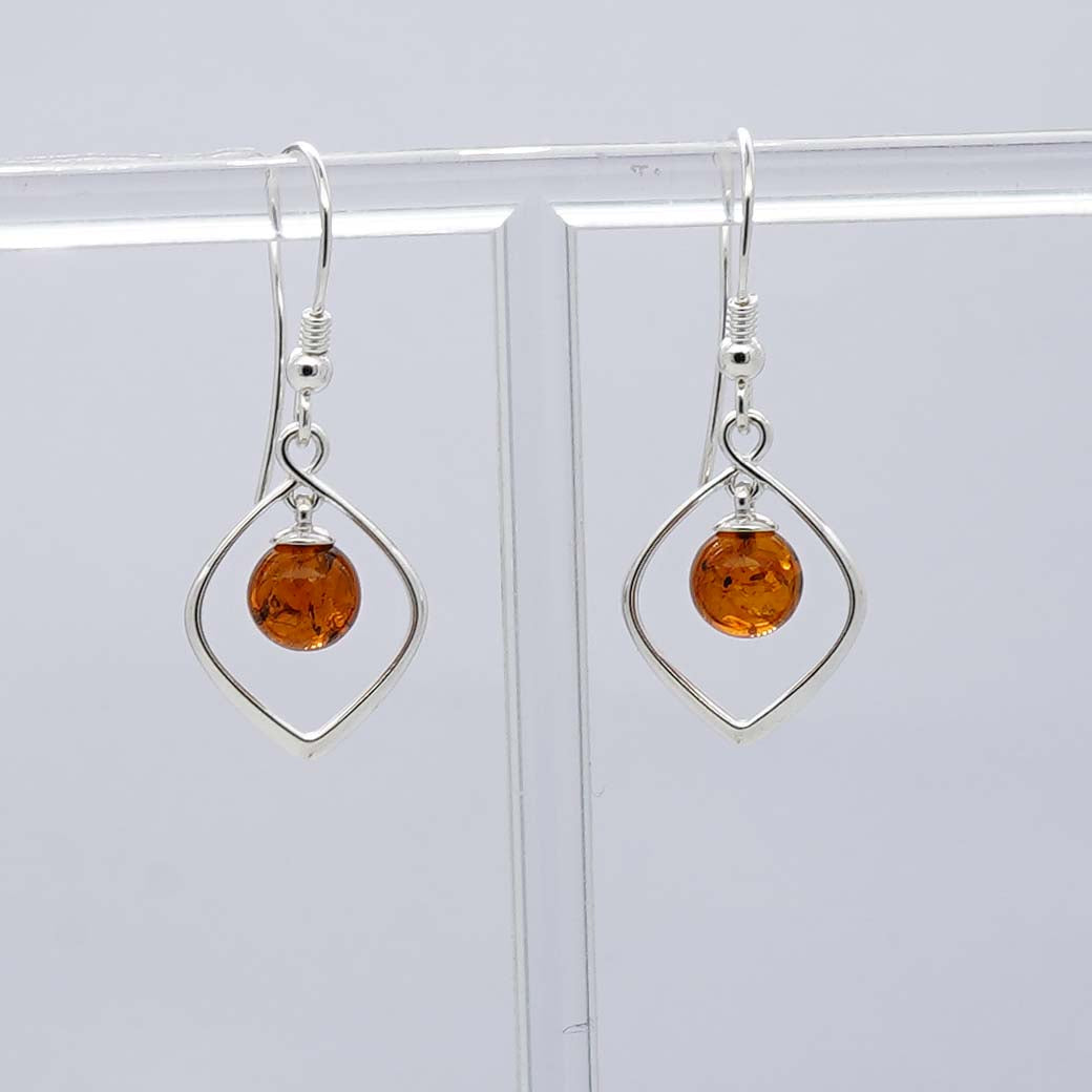 925 Solid Sterling Silver Natural Baltic Amber Hook Earring - 3 Grams