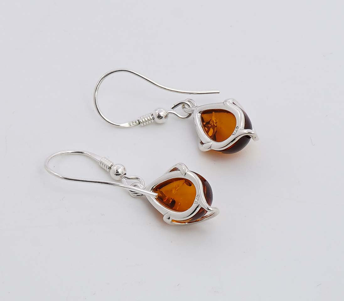 925 Solid Sterling Silver Natural Baltic Amber Hook Earring - 2.8 Grams