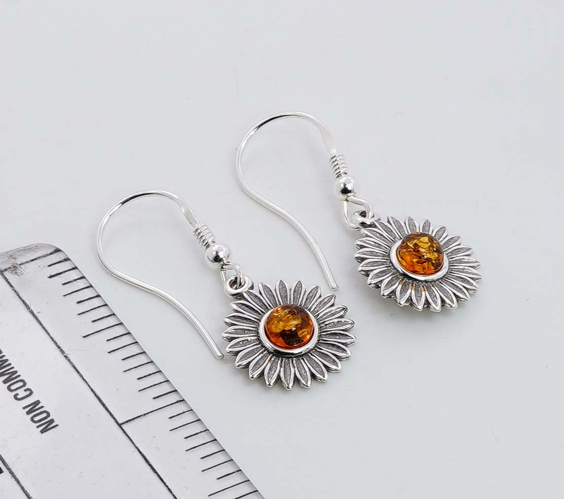 925 Solid Sterling Silver Natural Baltic Amber Hook Earring - 3.5 Grams