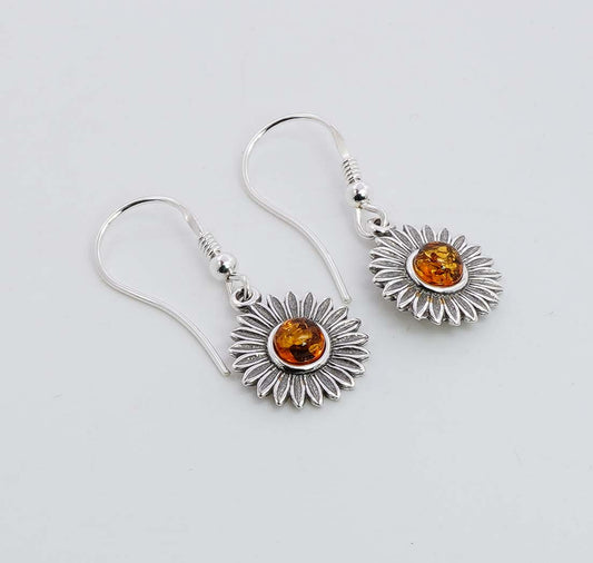 925 Solid Sterling Silver Natural Baltic Amber Hook Earring - 3.5 Grams