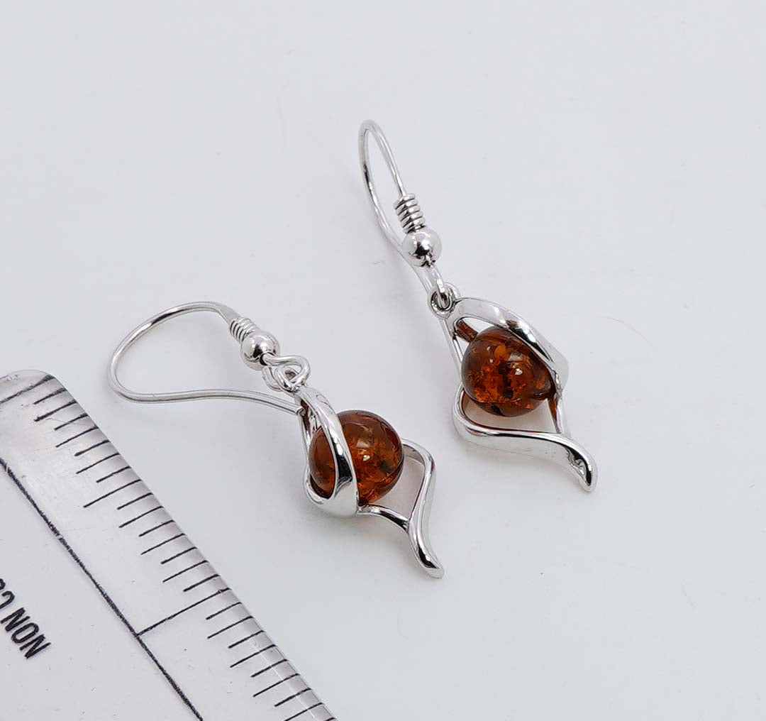 925 Solid Sterling Silver Natural Baltic Amber Hook Earring - 3 Grams