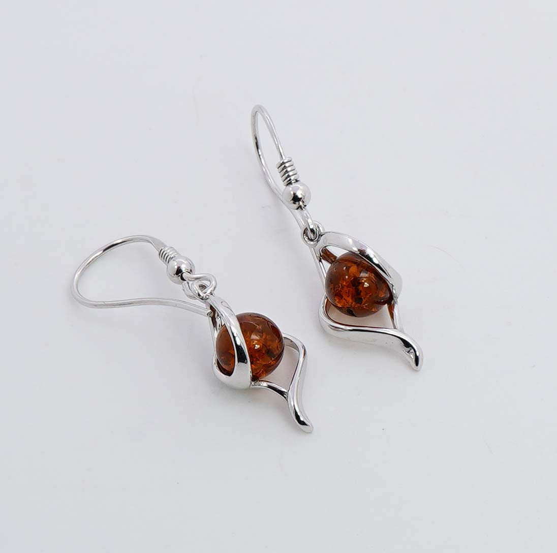 925 Solid Sterling Silver Natural Baltic Amber Hook Earring - 3 Grams