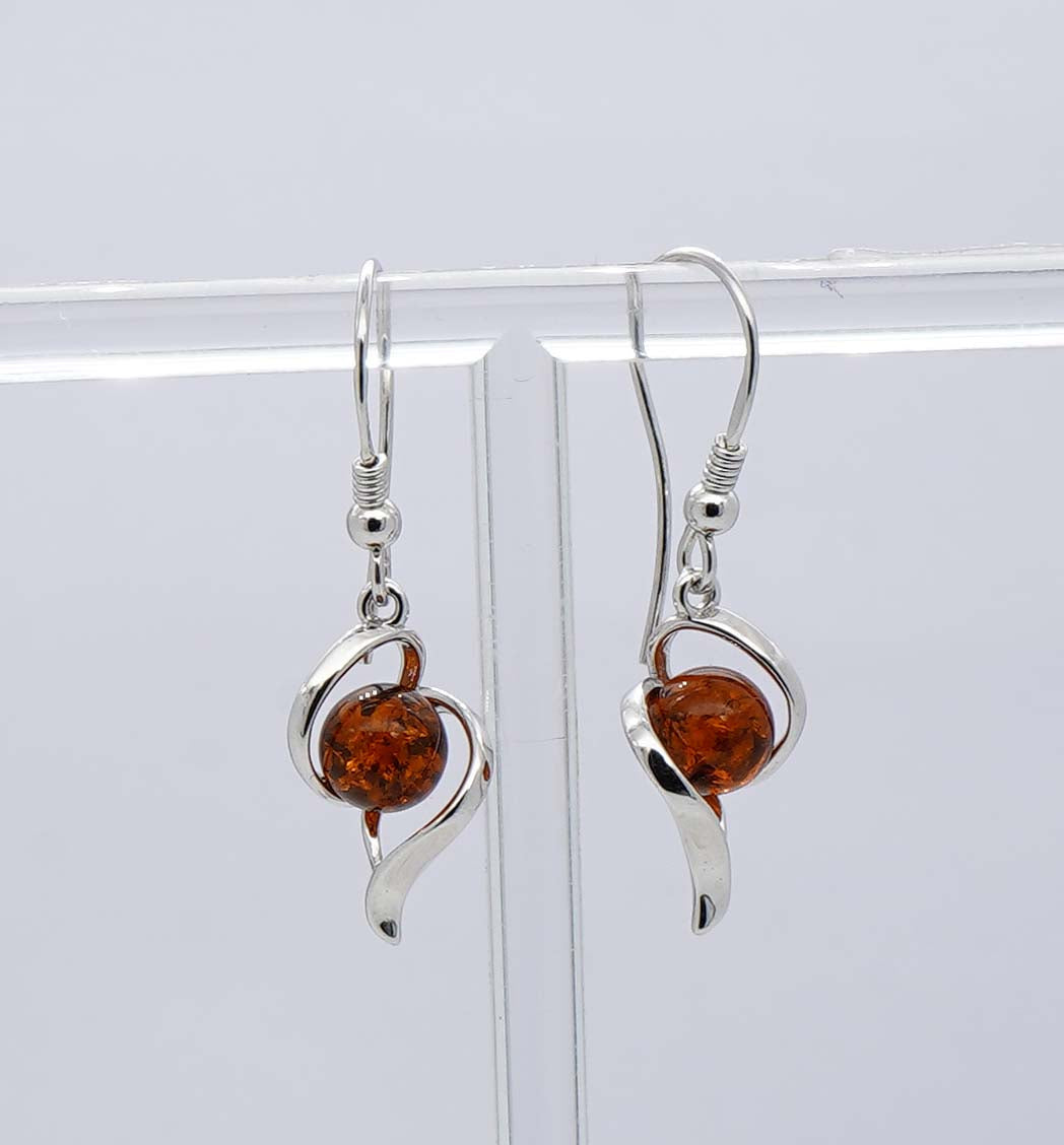 925 Solid Sterling Silver Natural Baltic Amber Hook Earring - 3 Grams