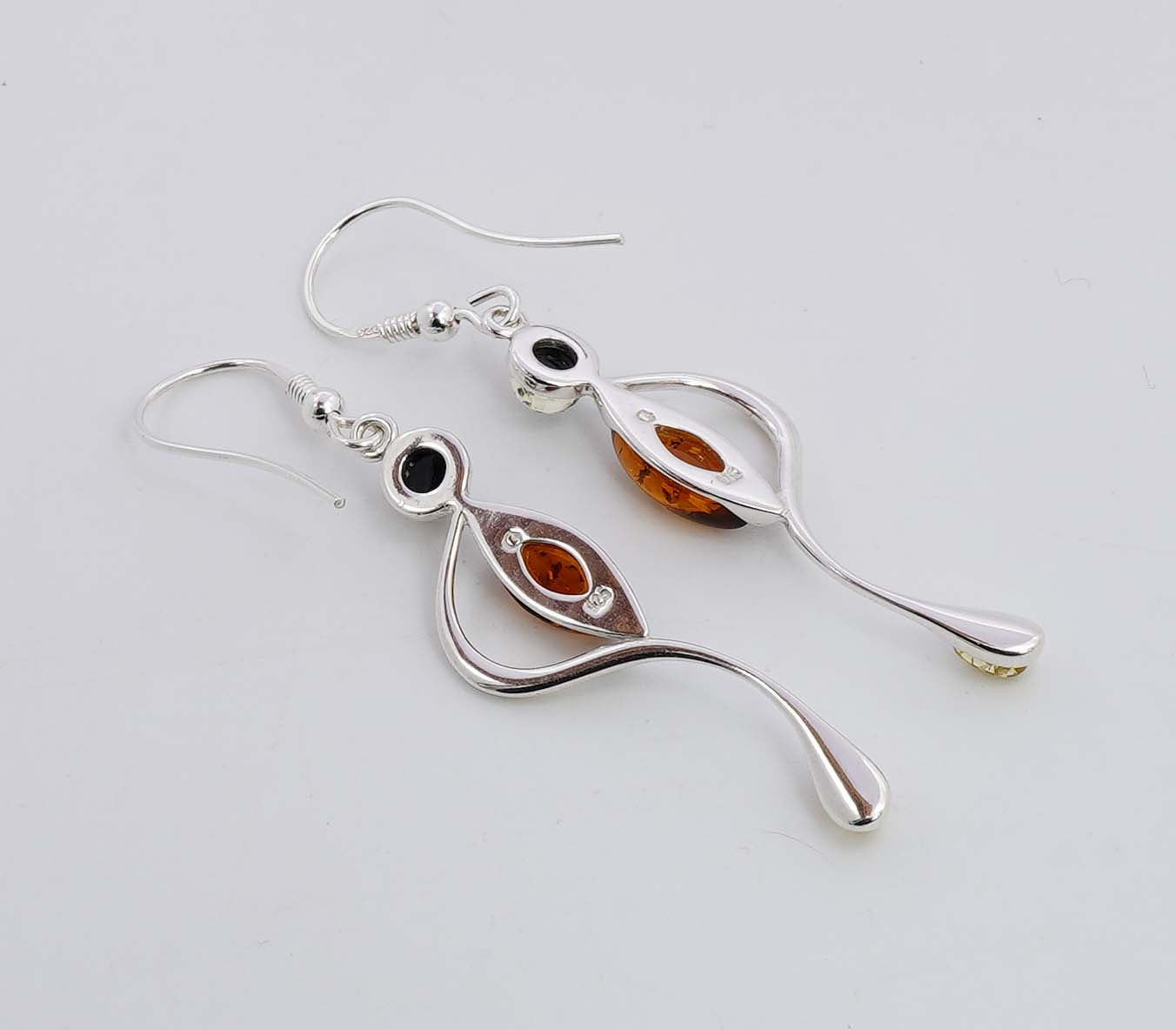 925 Solid Sterling Silver Natural Multi Baltic Amber Hook Earring - 5 Grams