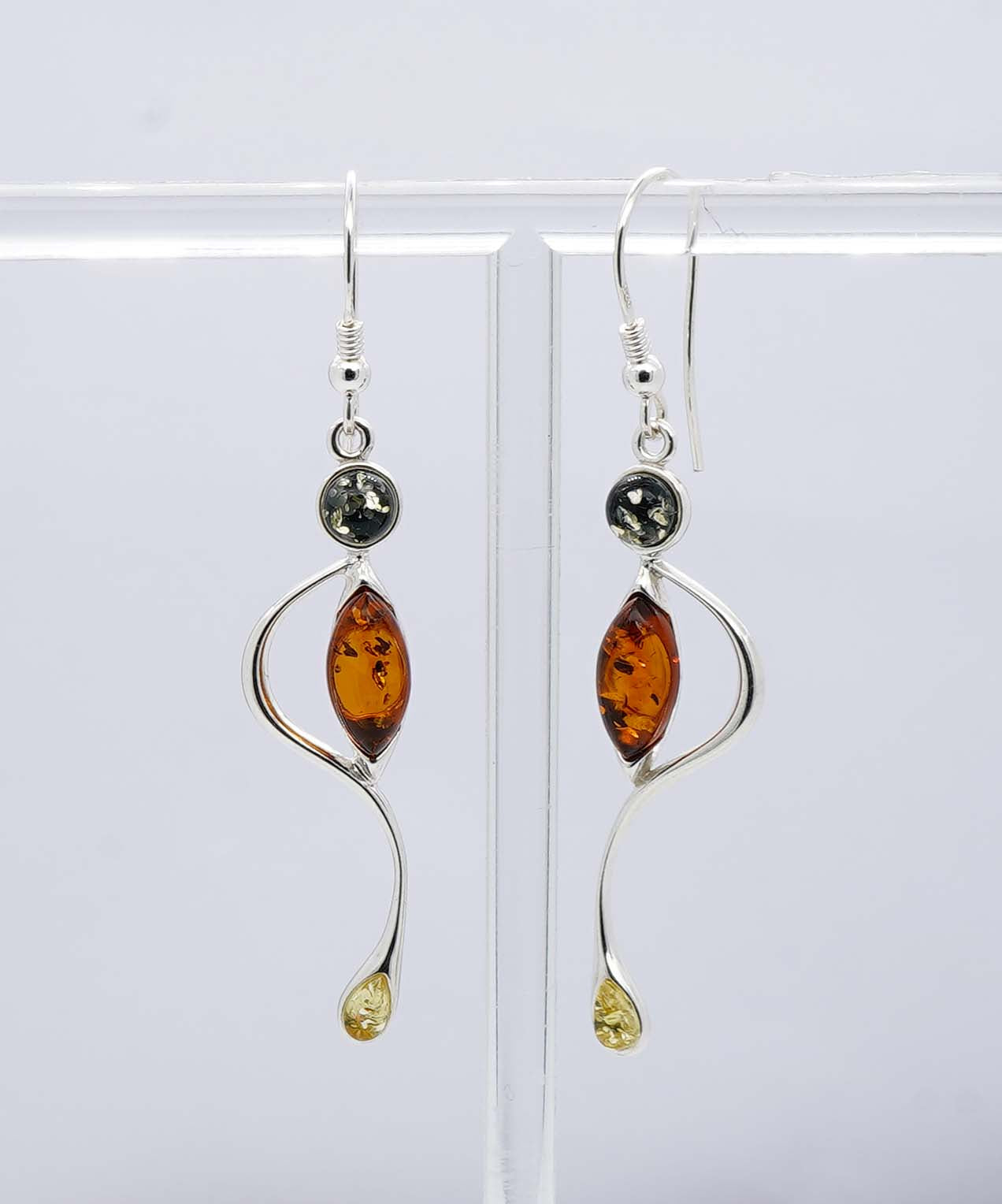 925 Solid Sterling Silver Natural Multi Baltic Amber Hook Earring - 5 Grams