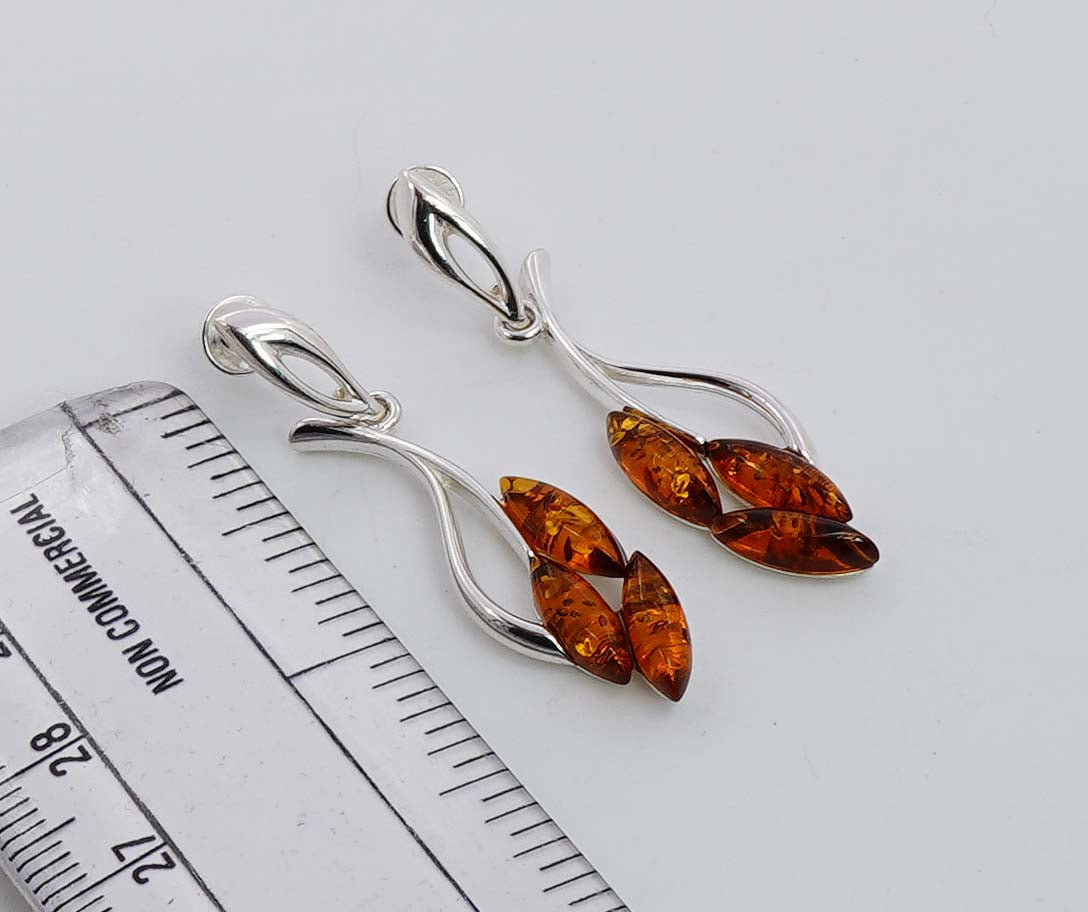 925 Solid Sterling Silver Natural Baltic Amber Stud Earring - 5.5 Grams