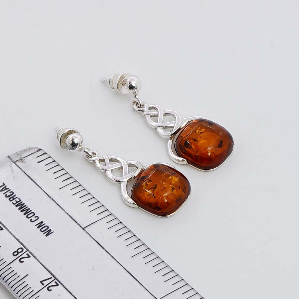 925 Solid Sterling Silver Natural Baltic Amber Stud Earring - 4.2 Grams