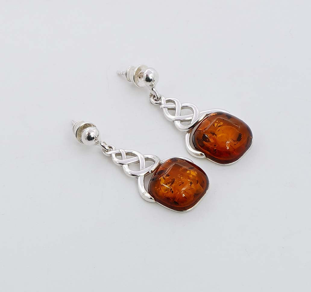 925 Solid Sterling Silver Natural Baltic Amber Stud Earring - 4.2 Grams