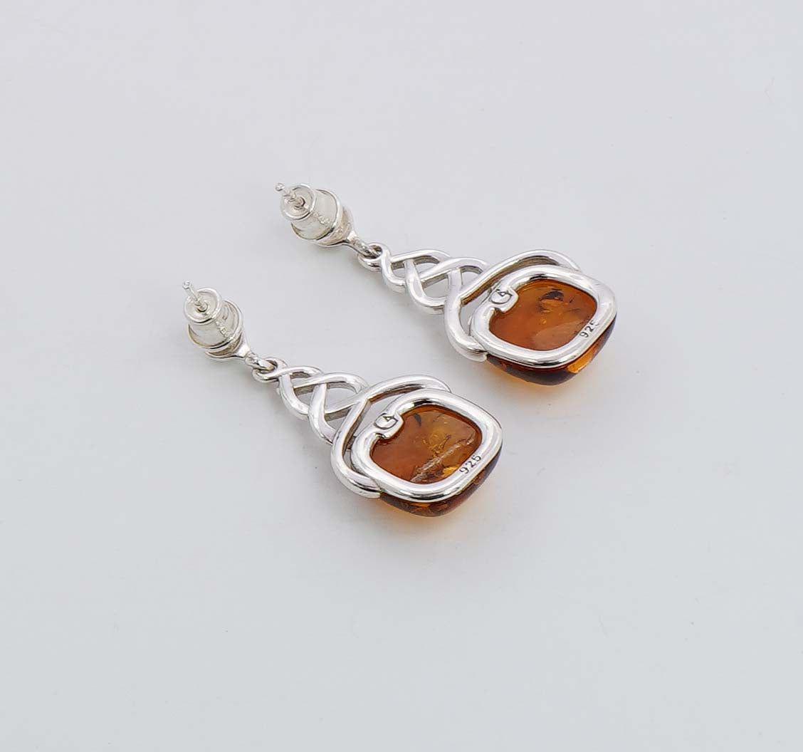 925 Solid Sterling Silver Natural Baltic Amber Stud Earring - 4.2 Grams