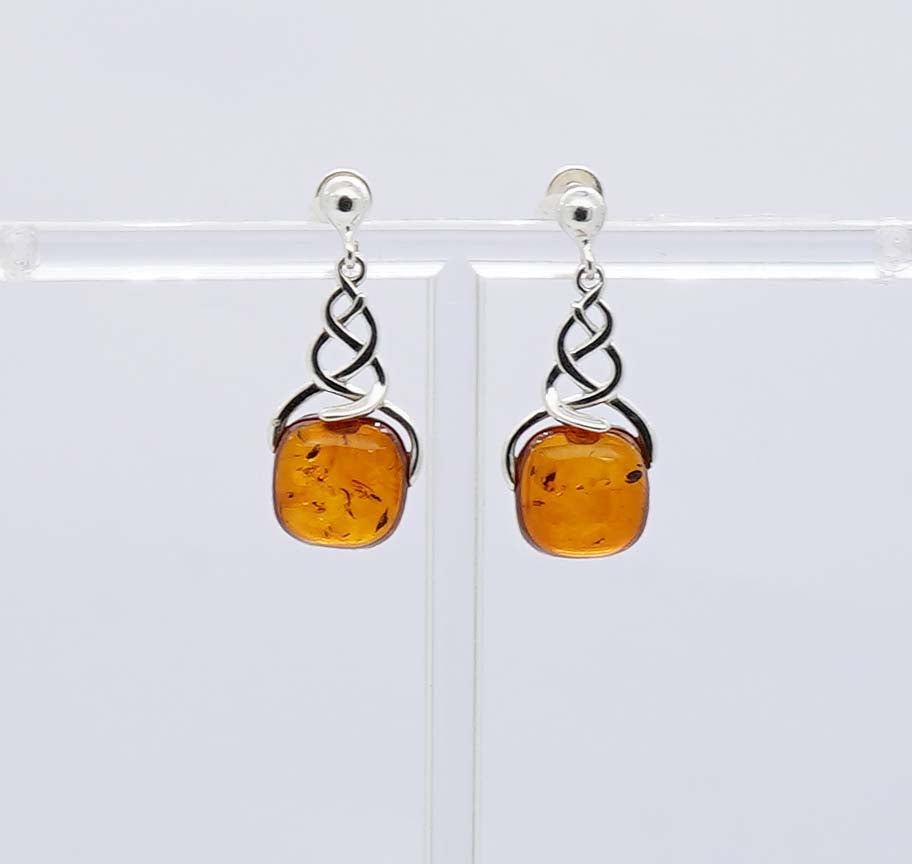 925 Solid Sterling Silver Natural Baltic Amber Stud Earring - 4.2 Grams