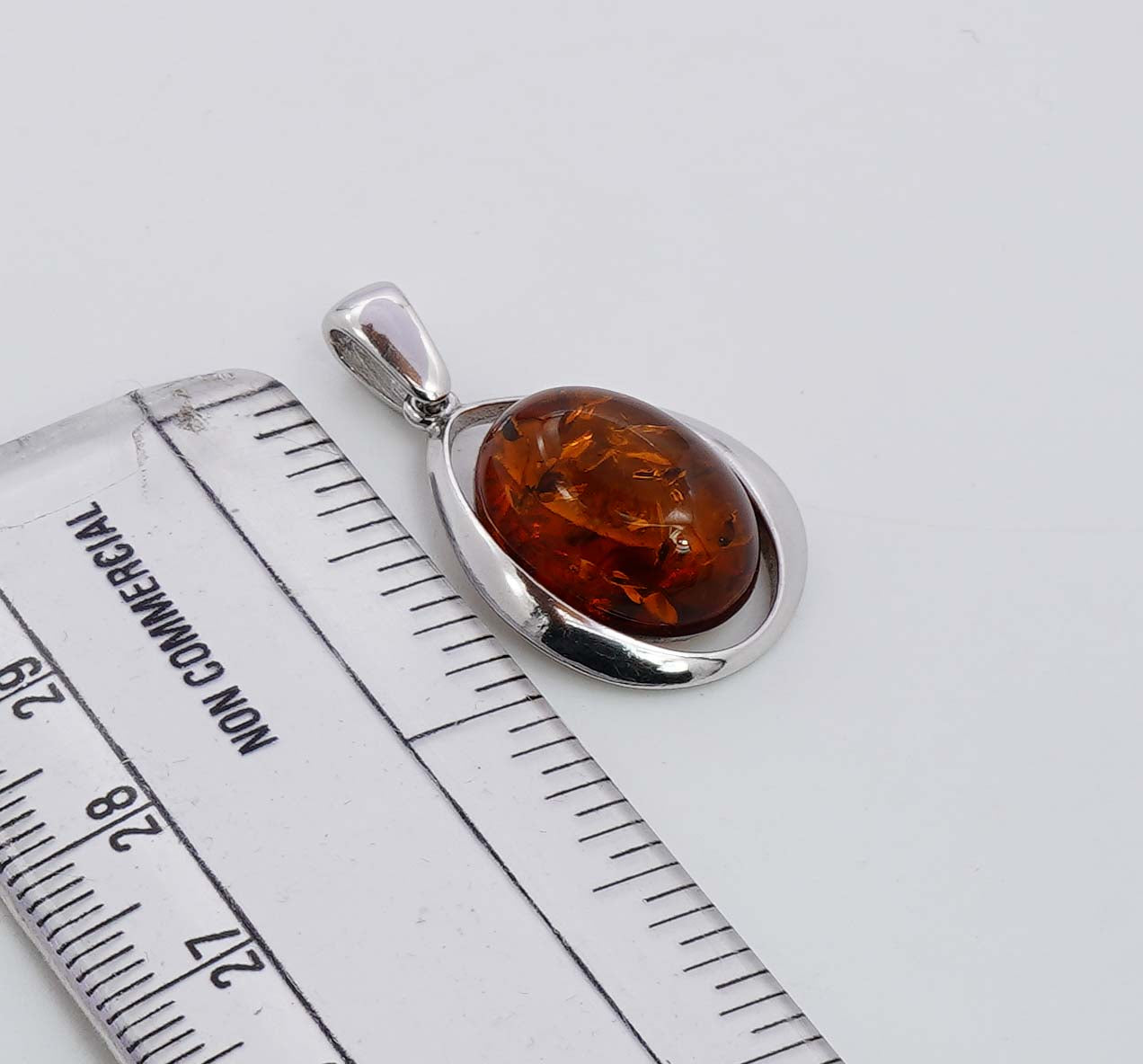 925 Solid Sterling Silver Natural Baltic Amber Pendant -  3.5 Grams