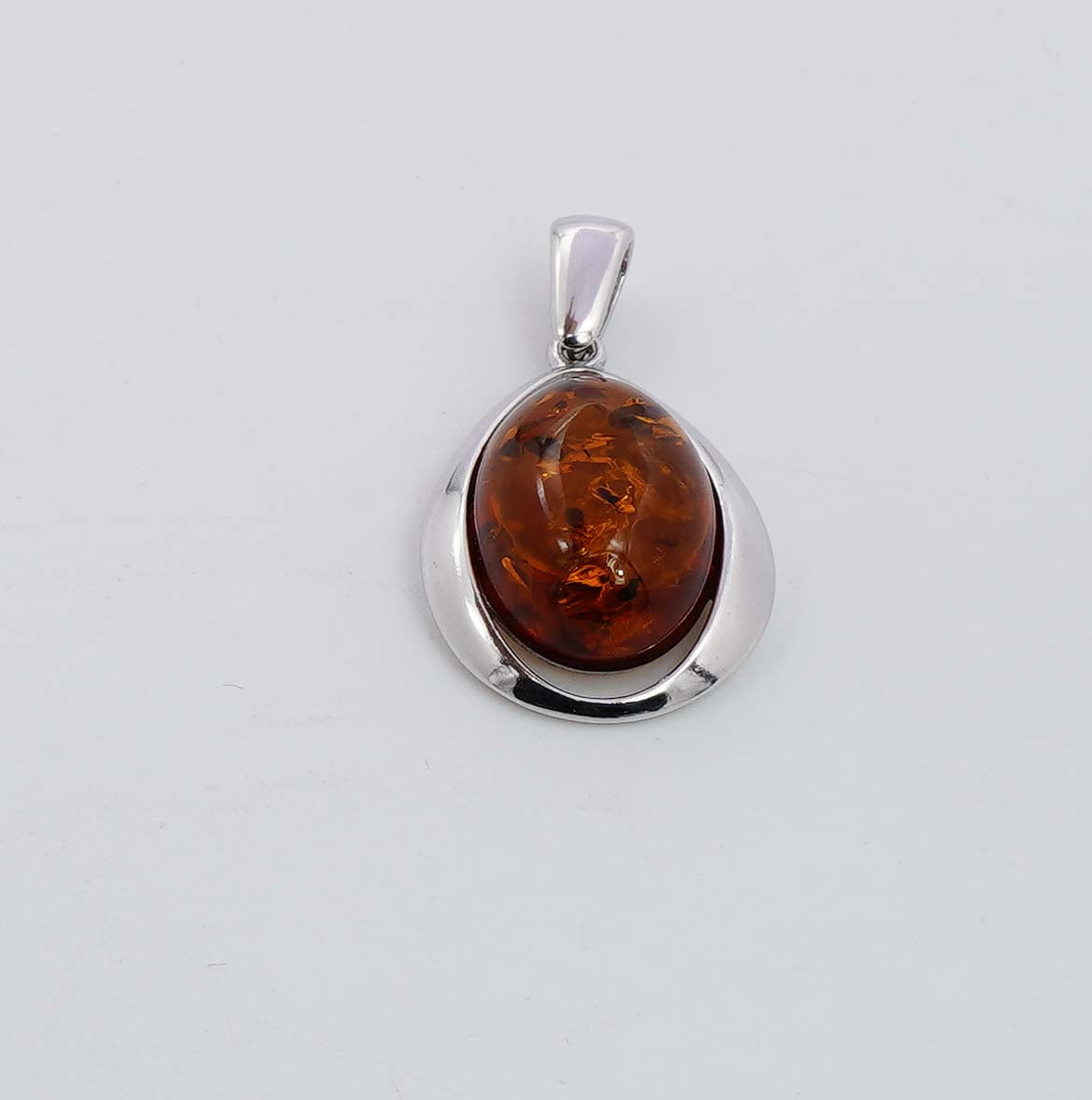 925 Solid Sterling Silver Natural Baltic Amber Pendant -  3.5 Grams