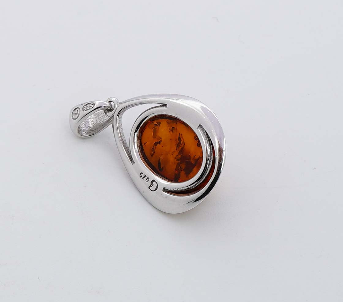 925 Solid Sterling Silver Natural Baltic Amber Pendant -  3.5 Grams