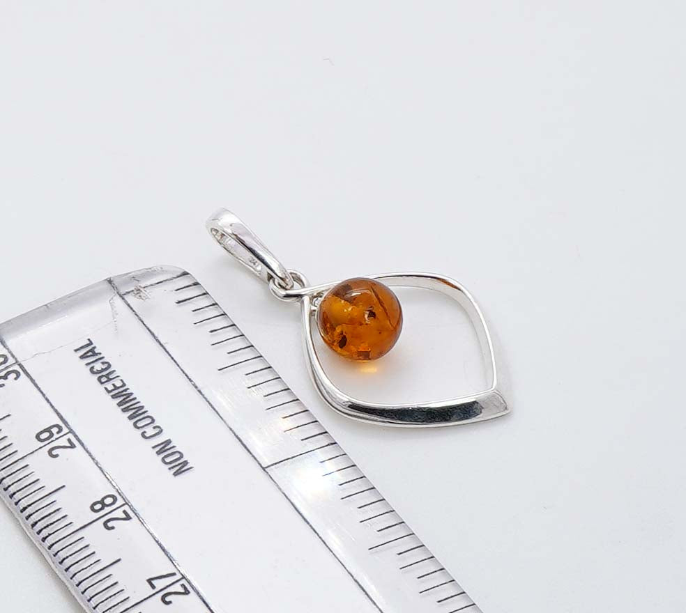 925 Solid Sterling Silver Natural Baltic Amber Pendant - 2.4 Grams