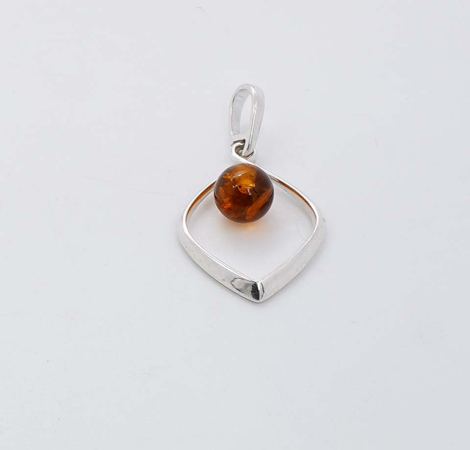 925 Solid Sterling Silver Natural Baltic Amber Pendant - 2.4 Grams