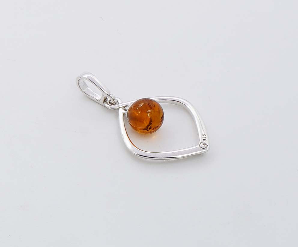 925 Solid Sterling Silver Natural Baltic Amber Pendant - 2.4 Grams