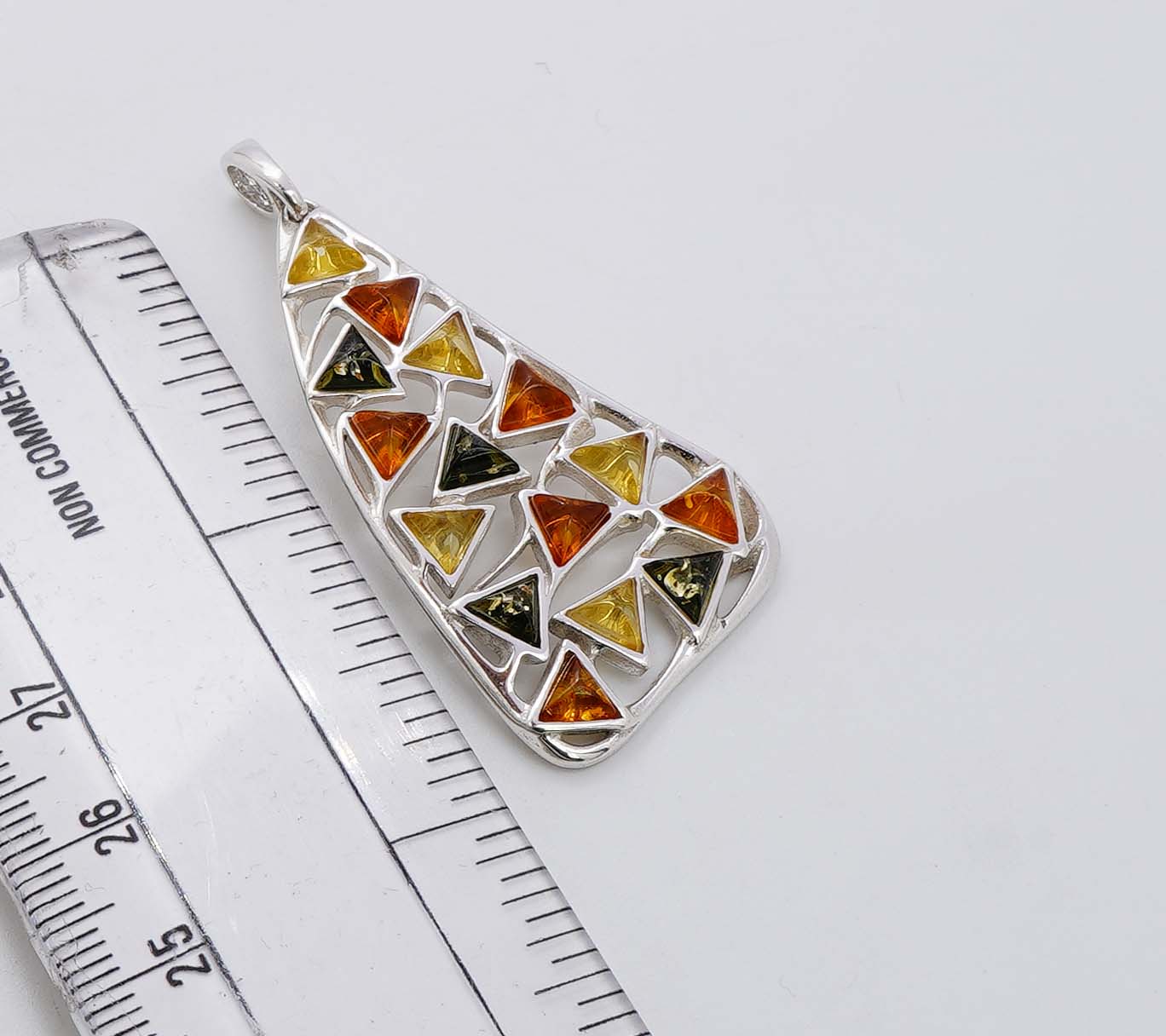 925 Solid Sterling Silver Natural Multi Baltic Amber Pendant - 5.8 Grams