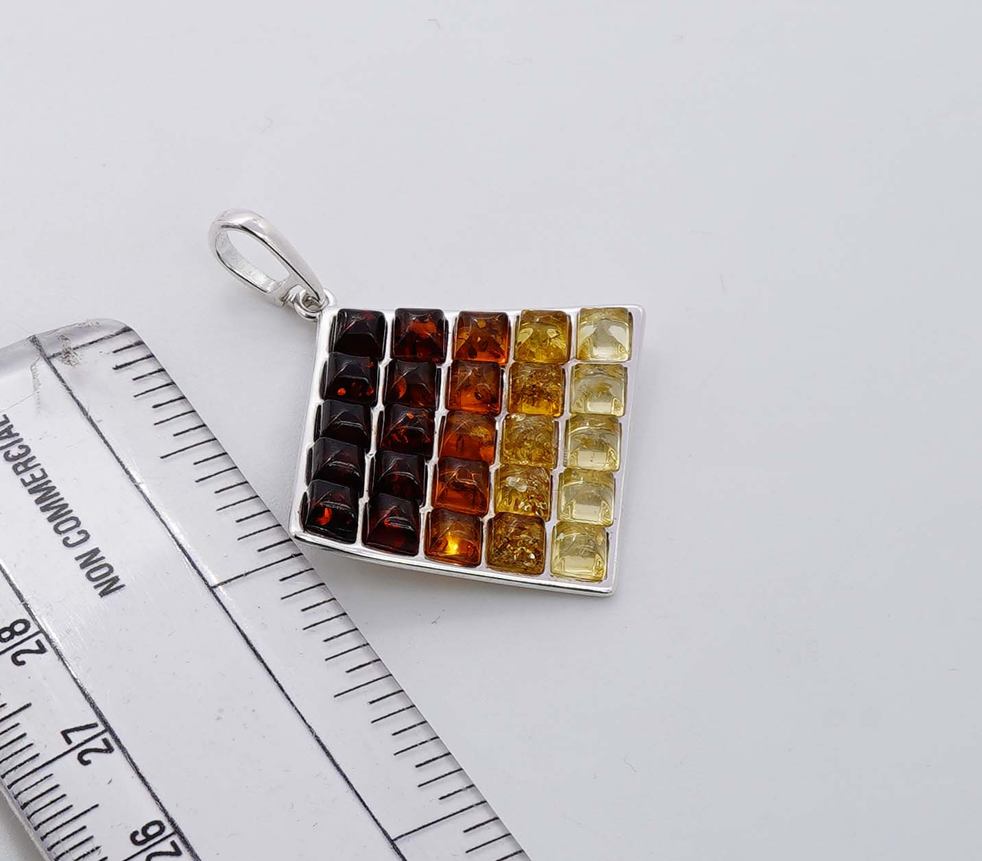 925 Solid Sterling Silver Natural Multi Baltic Amber Pendant - 6.2 Grams