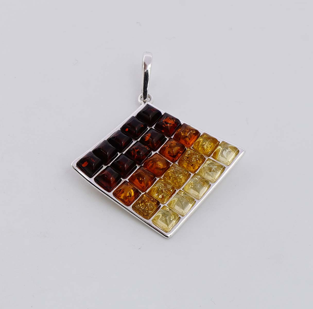 925 Solid Sterling Silver Natural Multi Baltic Amber Pendant - 6.2 Grams