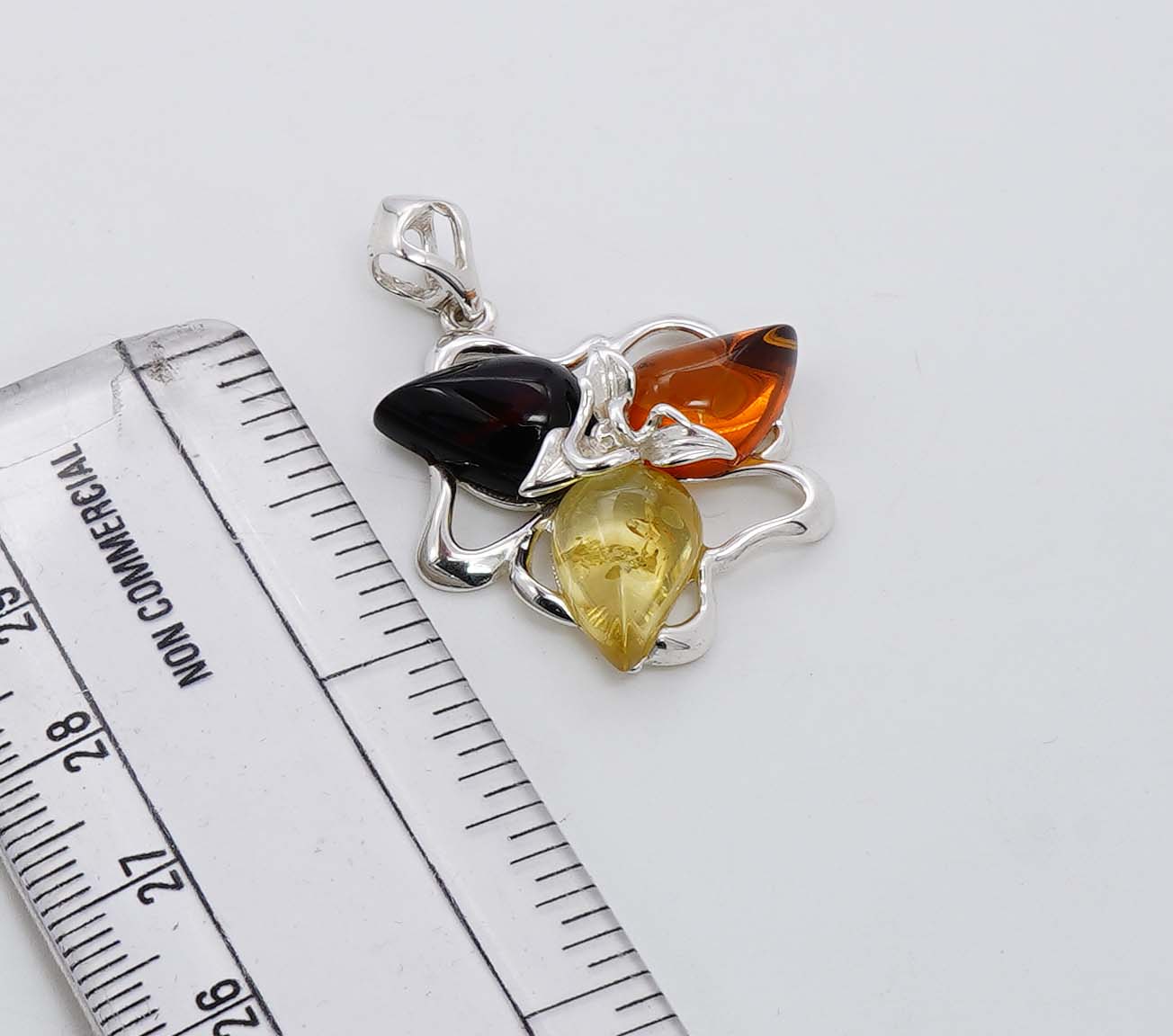 925 Solid Sterling Silver Natural Multi Baltic Amber Pendant - 5 Grams