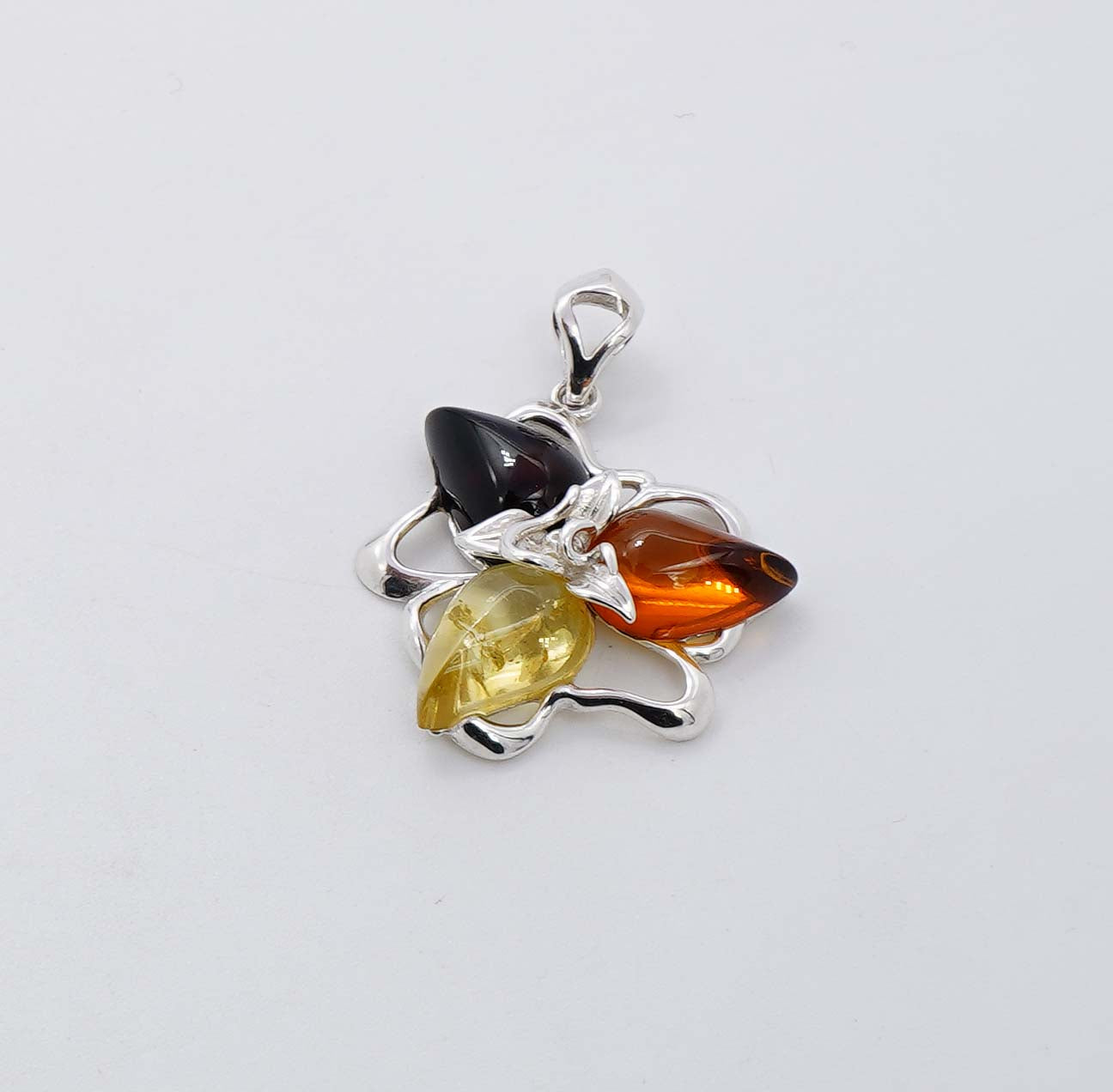 925 Solid Sterling Silver Natural Multi Baltic Amber Pendant - 5 Grams