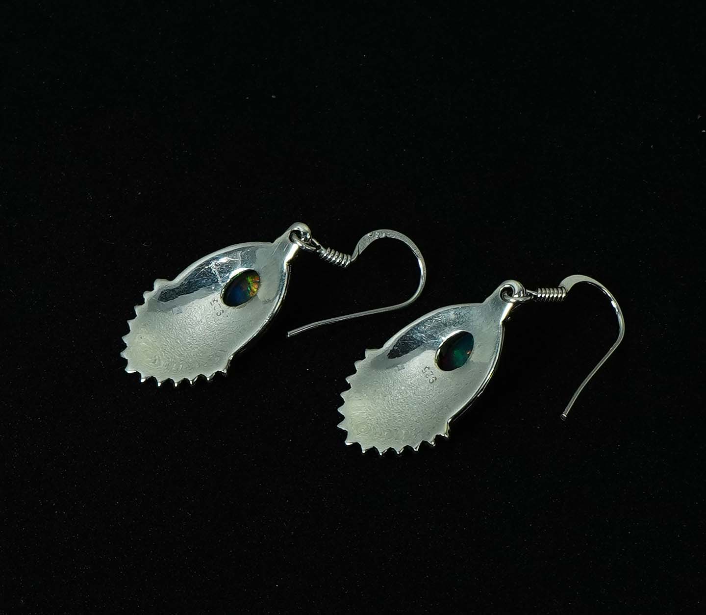 925 Solid Sterling Silver Natural Ethiopian Opal Hook Earring - 4.7 Grams