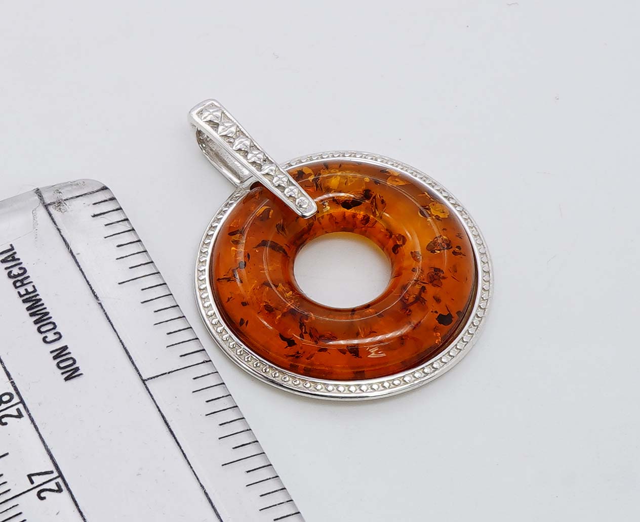 925 Solid Sterling Silver Natural Baltic Amber Pendant - 6 Grams