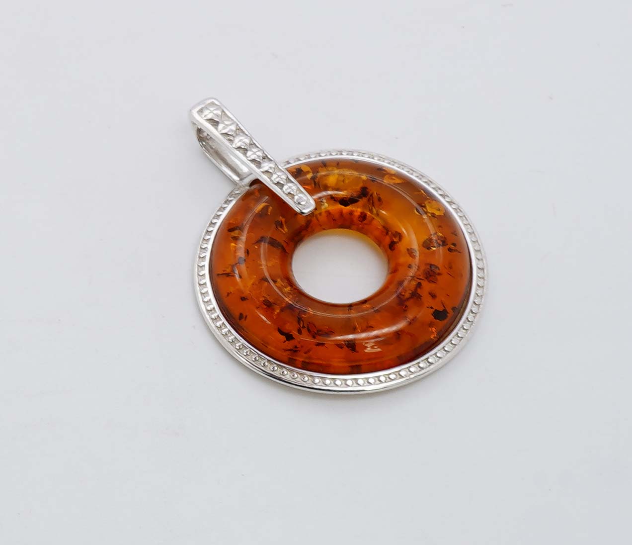 925 Solid Sterling Silver Natural Baltic Amber Pendant - 6 Grams